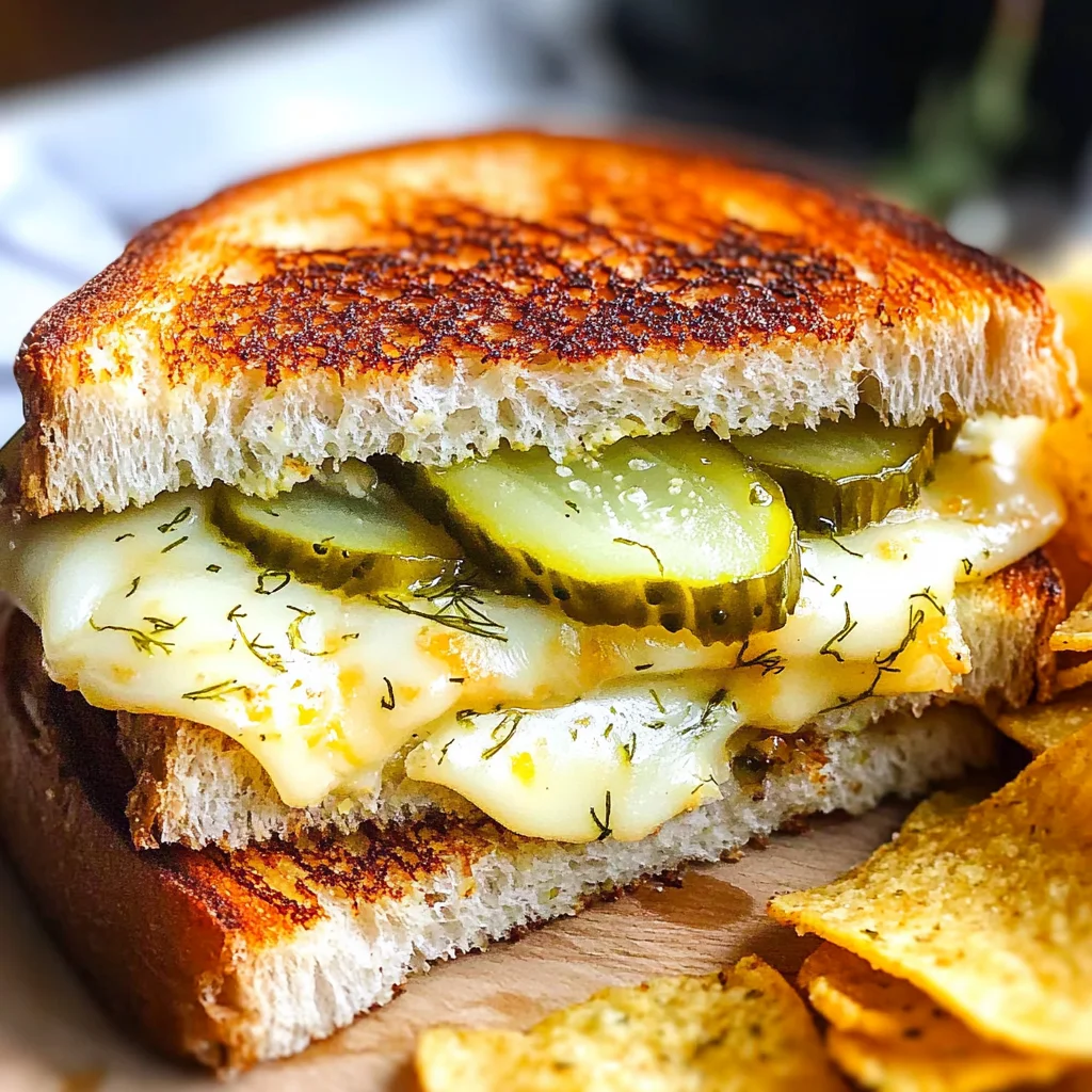 Crispy Dill Pickle Grilled Cheese Sandwich - theamazingfood