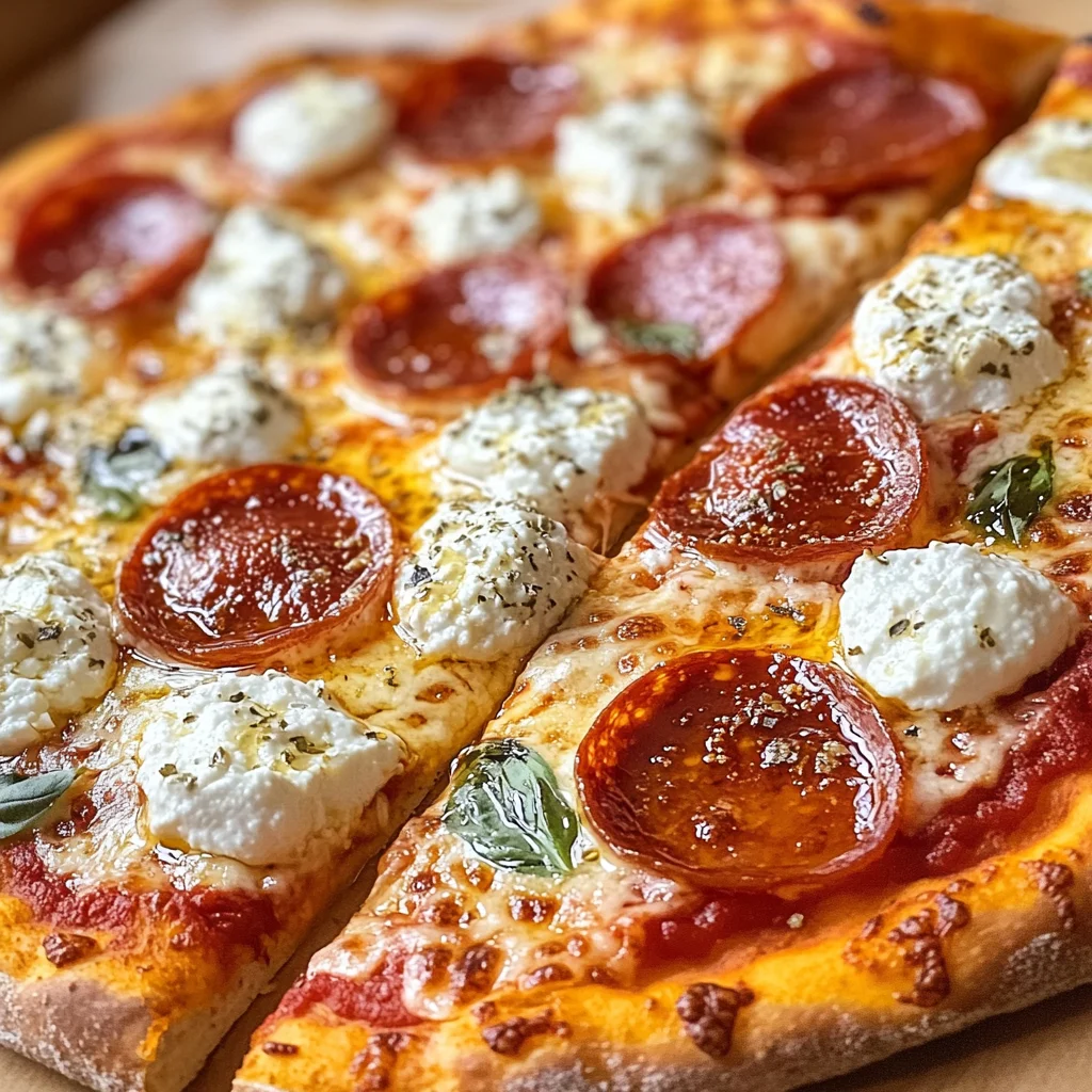 Hot Honey Pepperoni Ricotta Pizza : Sweet and Spicy