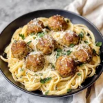 Garlic Butter Meatballs : Creamy Linguine Delight