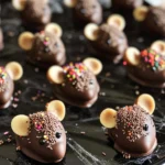 Halloween Dessert - Strawberry and Chocolate fudge mice