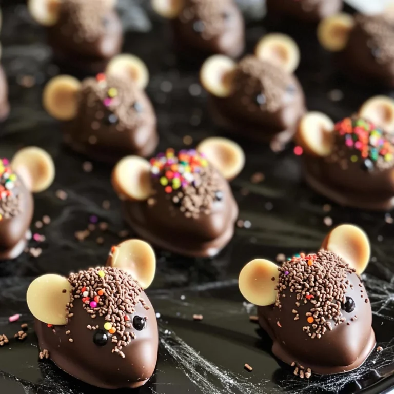 Halloween Dessert - Strawberry and Chocolate fudge mice