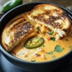 Spicy Jalapeño Popper Soup with Grilled Cheese Dippers