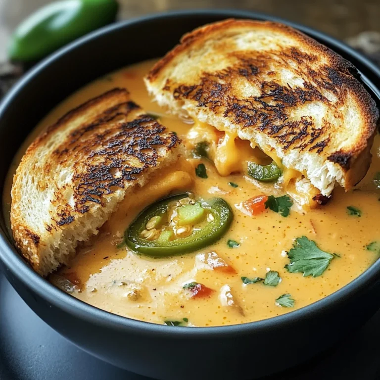 Spicy Jalapeño Popper Soup with Grilled Cheese Dippers