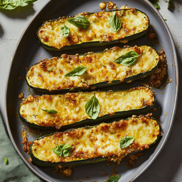 Cheesy Garlic Zucchini Steaks