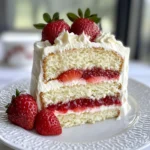 Moist Vanilla Cake with Strawberry Filling